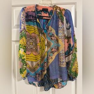 Hale Bob Silk Semi-Sheer Blouse